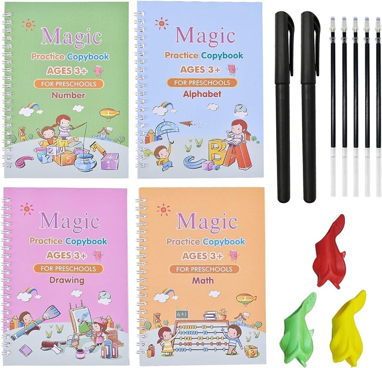 Magic Practice Copybook Number Book Reusable Pen Set Handwriting.